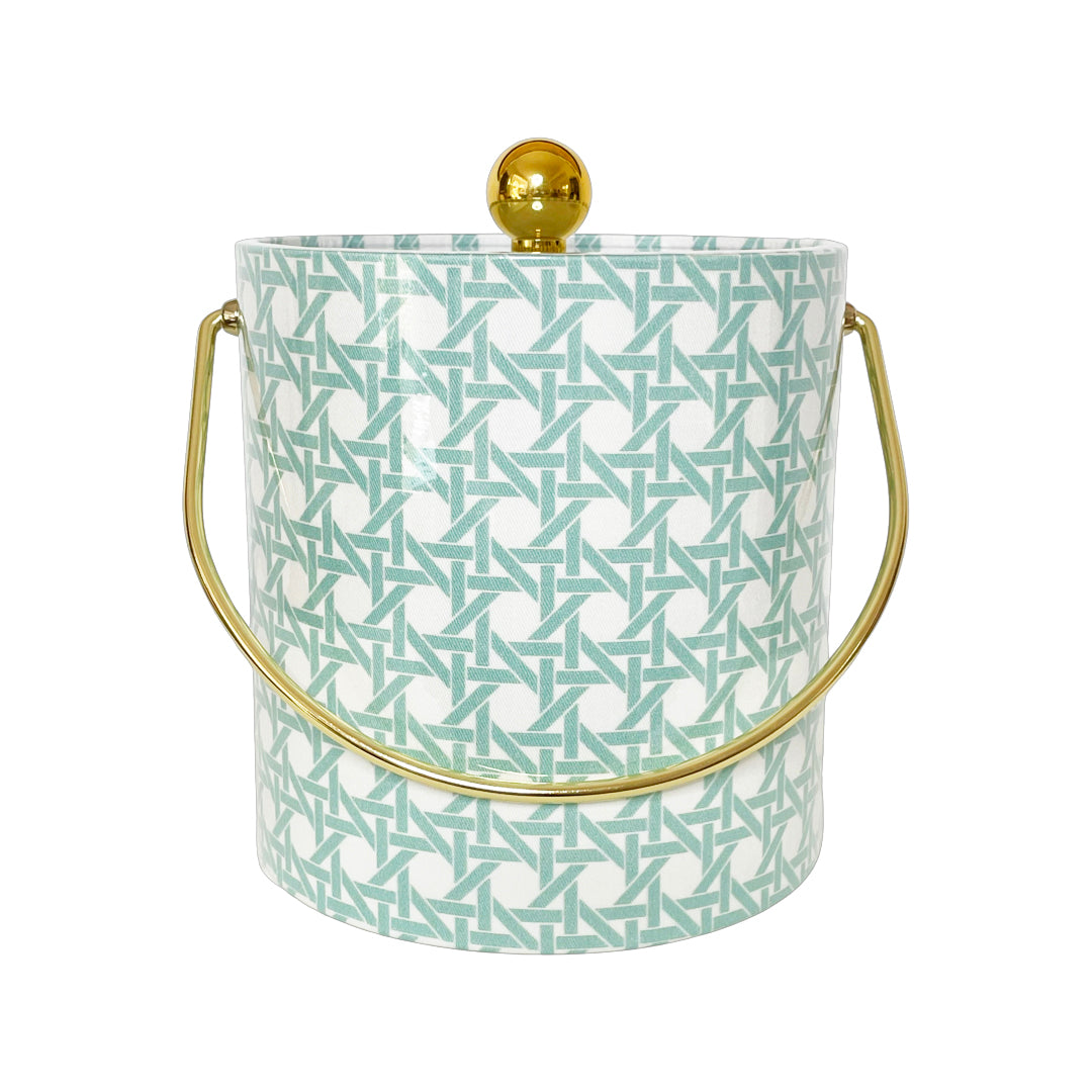 ICE BUCKET  CANE SEA WITH GOLD HANDLE