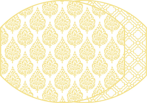 ELLIPSE TWO SIDED PLACEMAT FLORA AND ASIAN CANE ~ MARIGOLD