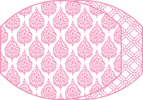 ELLIPSE TWO SIDED PLACEMAT FLORA AND ASIAN CANE ~ SACHET