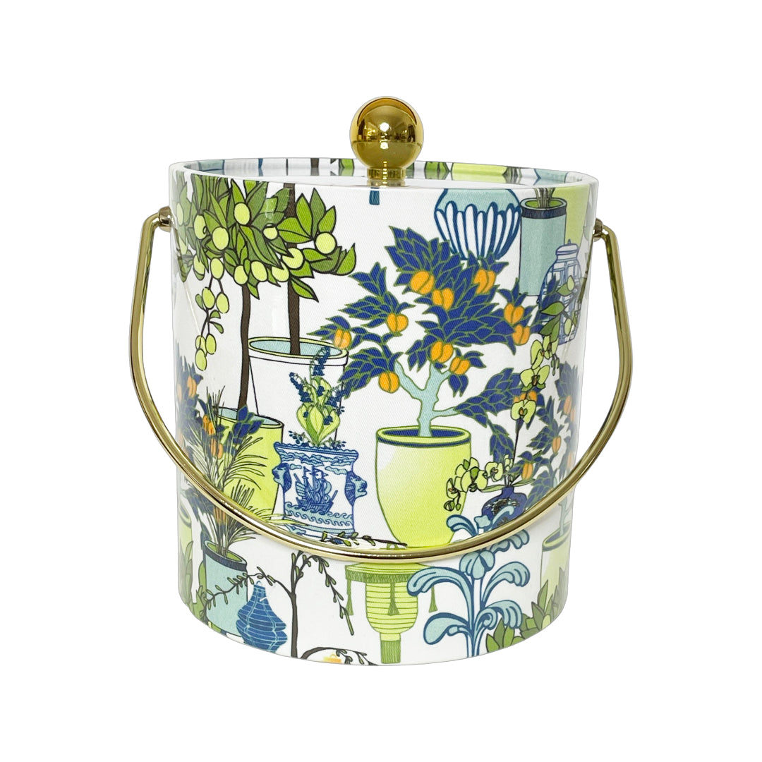 ICE BUCKET COTTON AND QUILL GARDEN WITH GOLD HANDLE