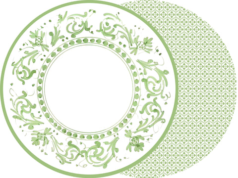 ROUND TWO SIDED FLORENTINE PLACEMAT LETTUCE GREEN