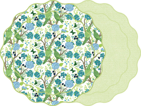 SCALLOP TWO SIDED PARAKEET AND DOT FAN PLACEMATS