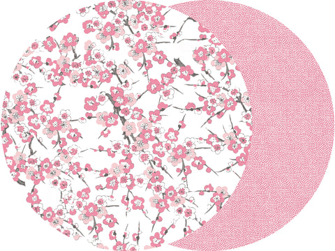 ROUND TWO SIDED BLOSSOM AND DOT FAN PLACEMAT PINK