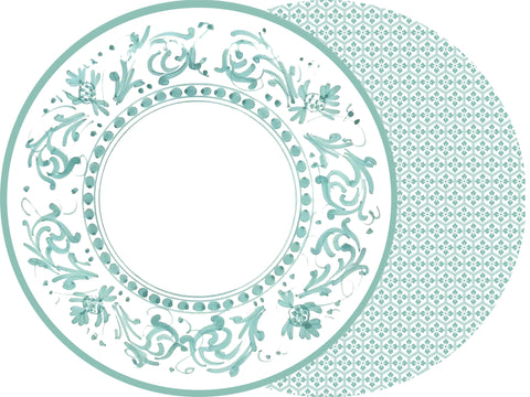 ROUND TWO SIDED FLORENTINE SEAFOAM