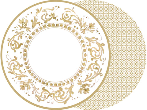 ROUND TWO SIDED FLORENTINE TAUPE PLACEMAT