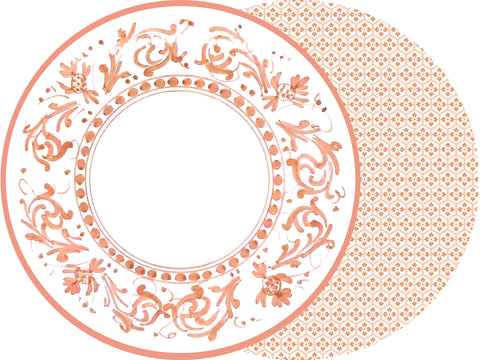 ROUND TWO SIDED FLORENTINE PLACEMAT TERRACOTTA