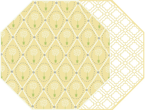 OCTAGONAL TWO SIDED PLACEMAT TOPIARY AND ASIAN CANE ~ SUNNY