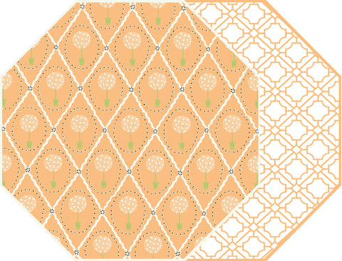 OCTAGONAL TWO SIDED PLACEMAT TOPIARY AND ASIAN CANE~ MELON