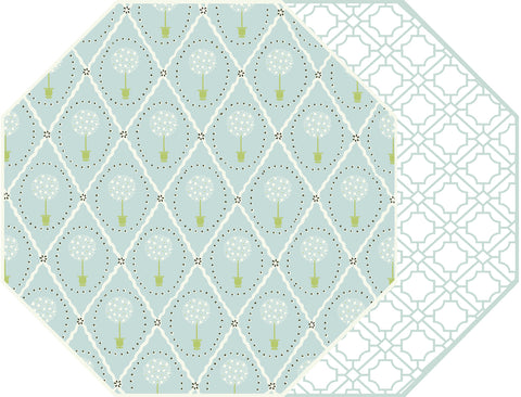 OCTAGONAL TWO SIDED PLACEMAT TOPIARY AND ASIAN CANE~ AQUATIC