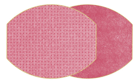 ELLIPSE TWO SIDED SAYAGATA AND DOT FAN PLACEMAT ~ SYRAH
