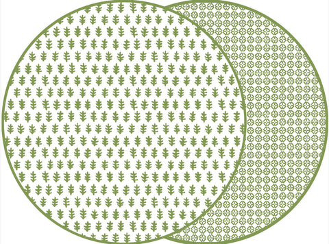 ROUND TWO SIDED AGRA AND JAIPUR PLACEMAT ~ SAXON GREEN