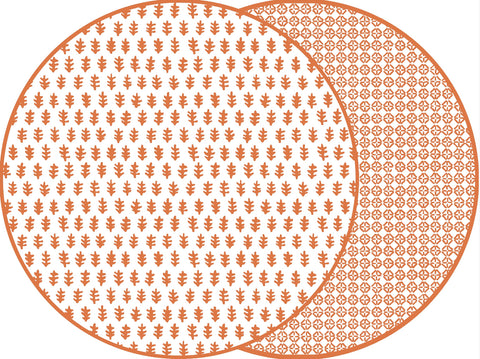 ROUND TWO SIDED AGRA AND JAIPUR PLACEMAT ~ TANGERINE